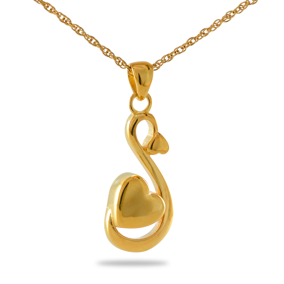 Gold Steel Heart Teardrop Pendant