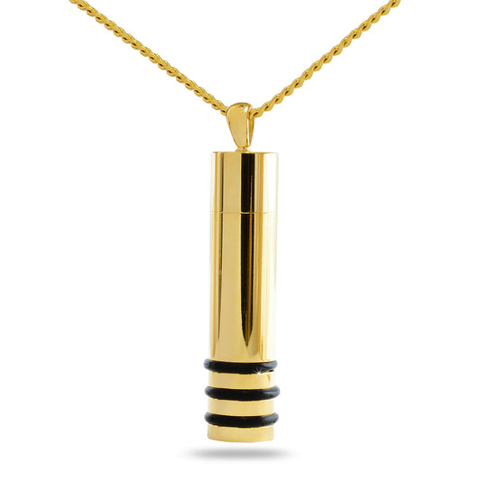 Cylinder Rings Ash Gold Steel Pendant Urn