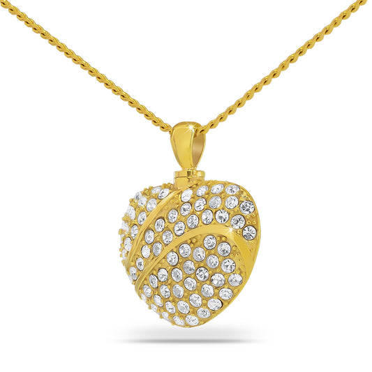 Ship Now 14K White Stone Solid Gold Heart Keepsake